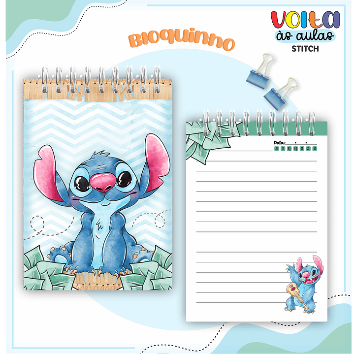 Kit Digital Encadernação Stitch Menino - Volta às Aulas 10