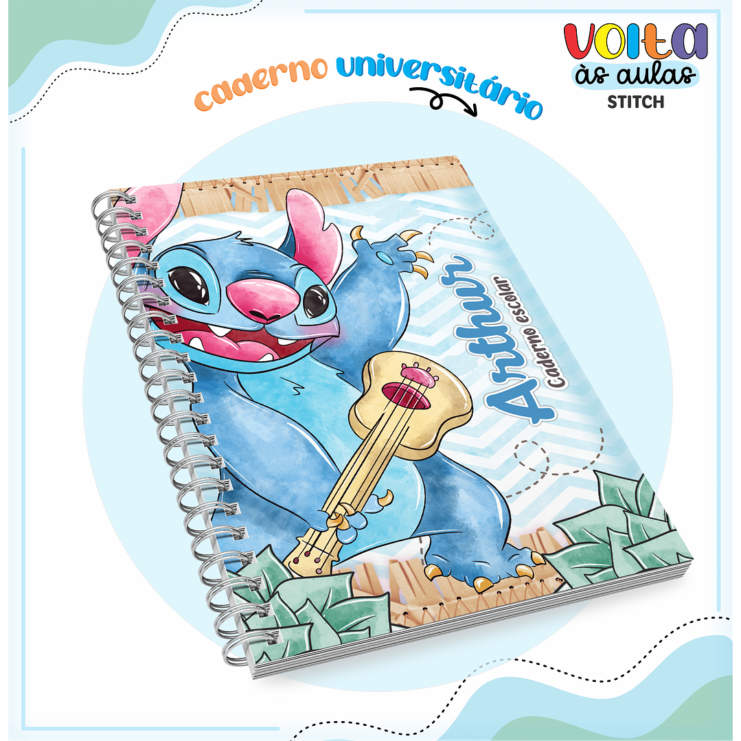 Kit Digital Encadernação Stitch Menino - Volta às Aulas 12