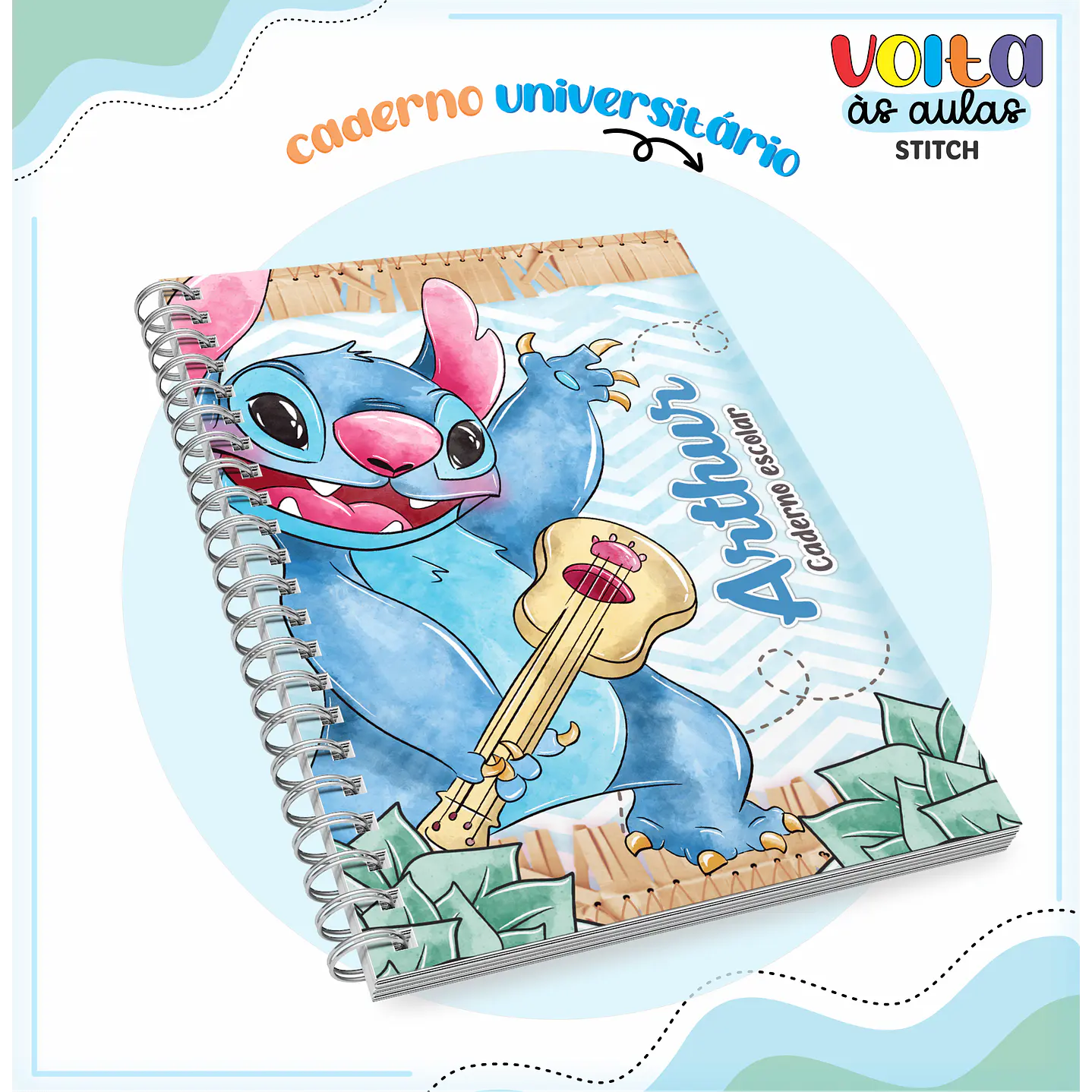 Kit Digital Encadernação Stitch Menino - Volta às Aulas 12