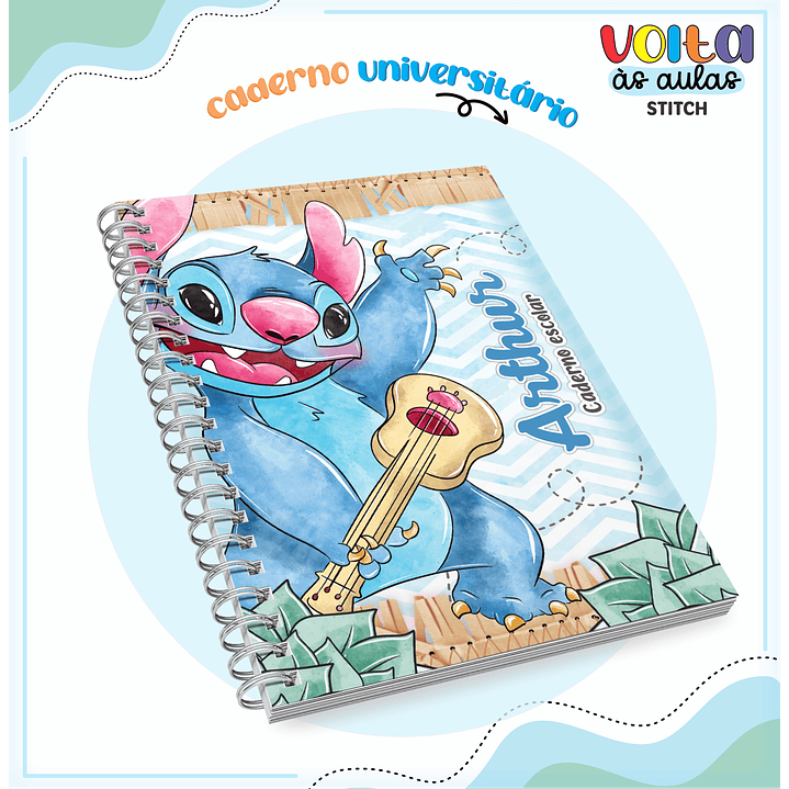 Kit Digital Encadernação Stitch Menino - Volta às Aulas 12