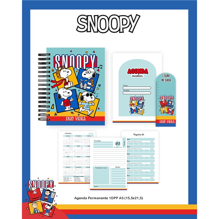 Kit Digital Encadernação Snoopy - Volta às Aulas Completo 3