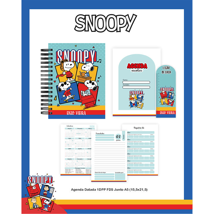 Kit Digital Encadernação Snoopy - Volta às Aulas Completo 4