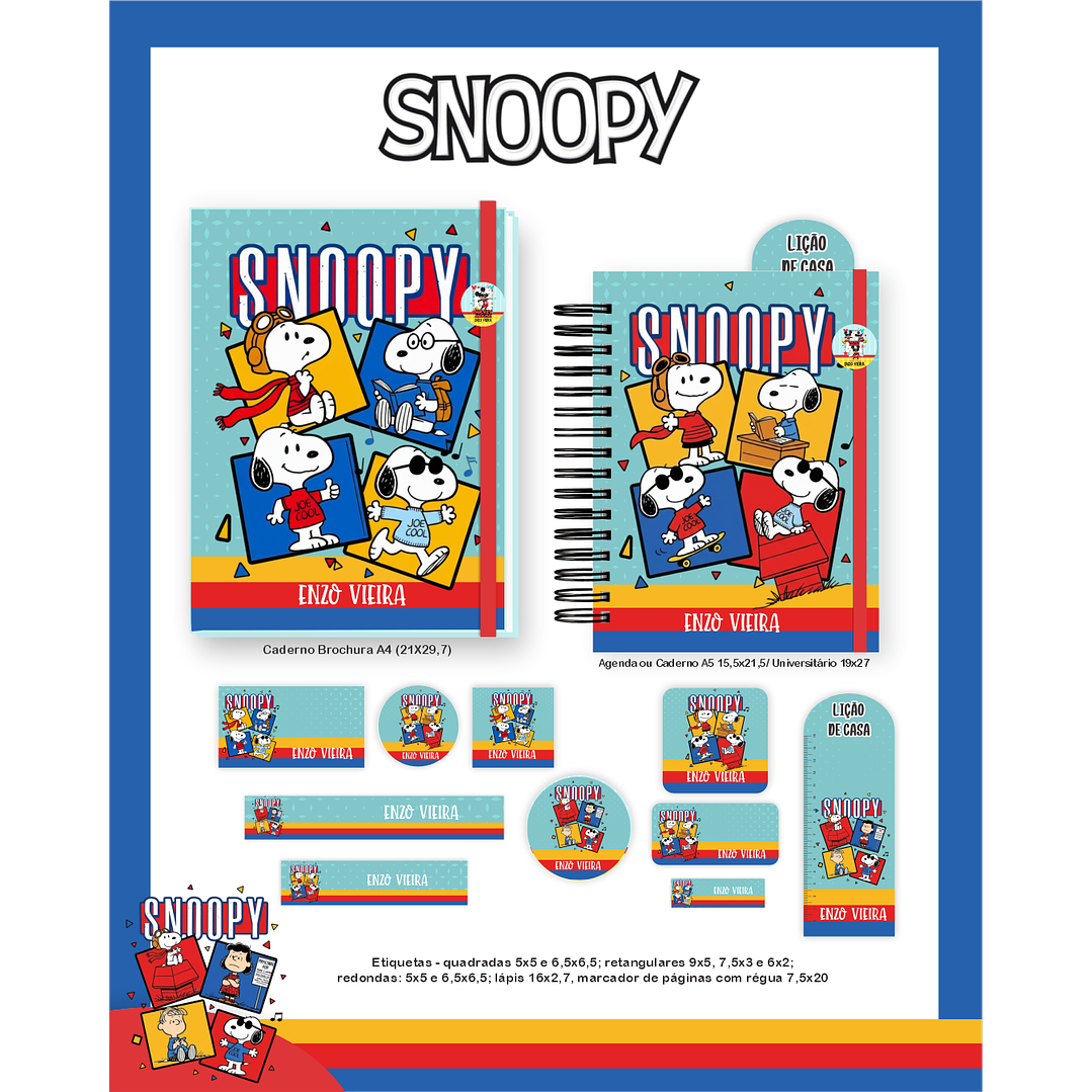 Kit Digital Encadernação Snoopy - Volta às Aulas Completo 5