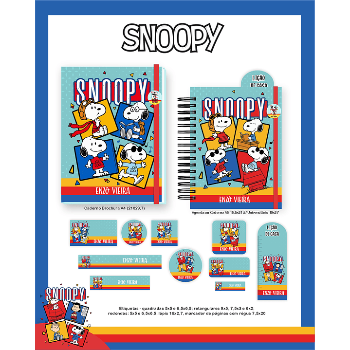 Kit Digital Encadernação Snoopy - Volta às Aulas Completo 5