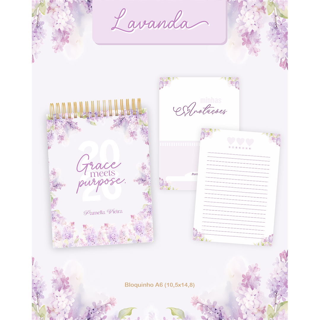 Encadernação Agenda e Planner Lavanda 2026 2