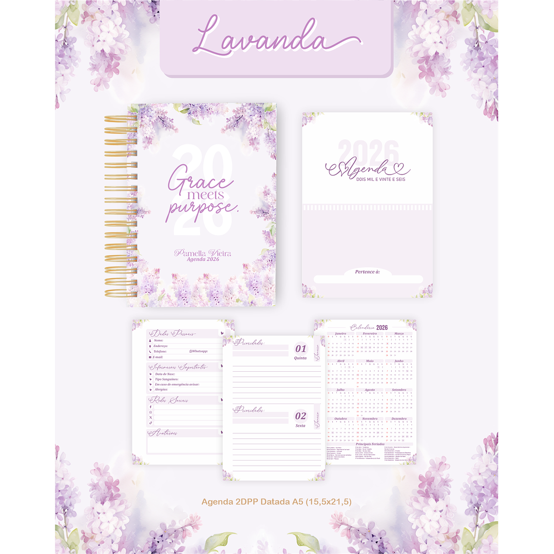 Encadernação Agenda e Planner Lavanda 2026 3