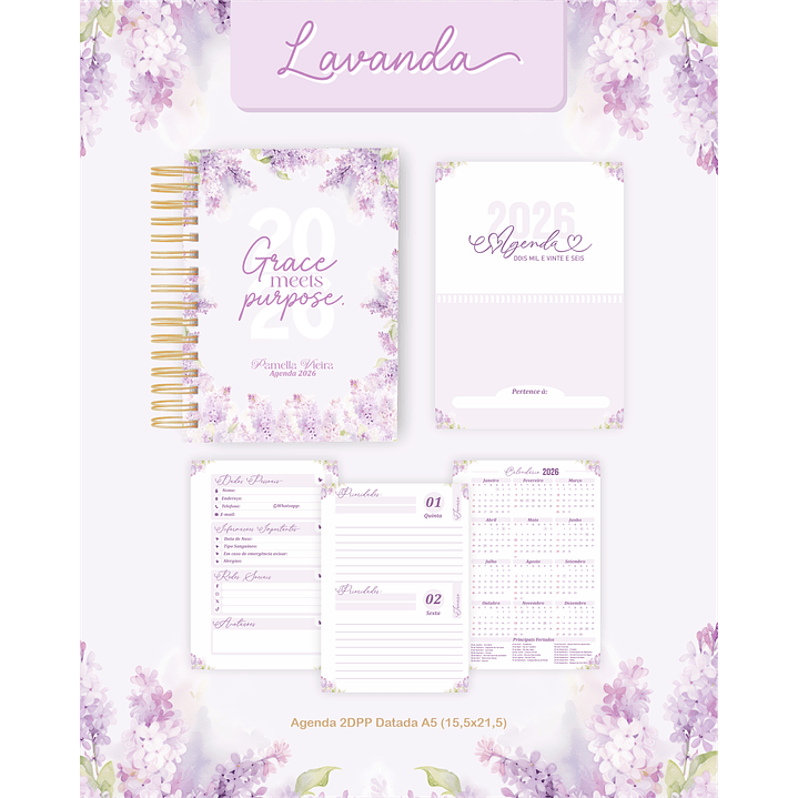 Encadernação Agenda e Planner Lavanda 2026 3