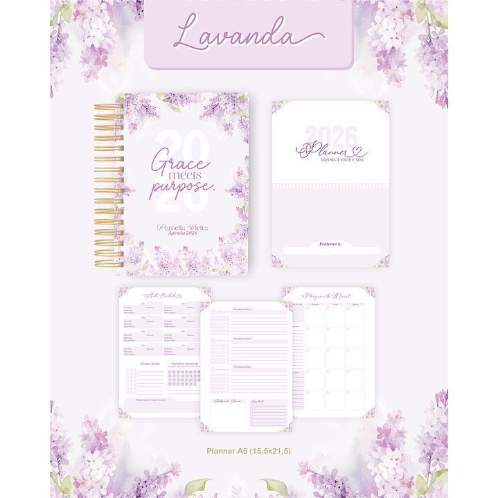 Encadernação Agenda e Planner Lavanda 2026 5