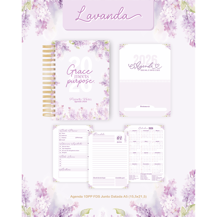 Encadernação Agenda e Planner Lavanda 2026 6