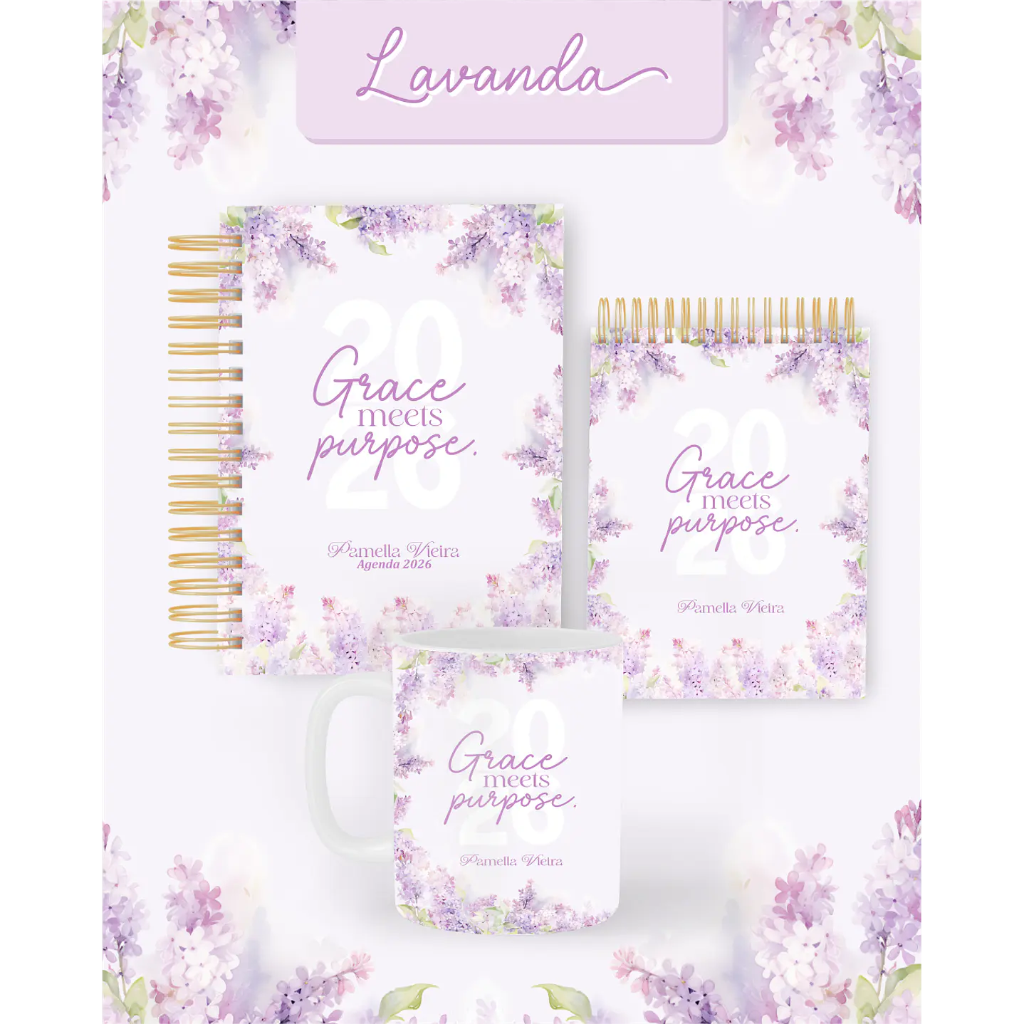 Encadernação Agenda e Planner Lavanda 2026 1