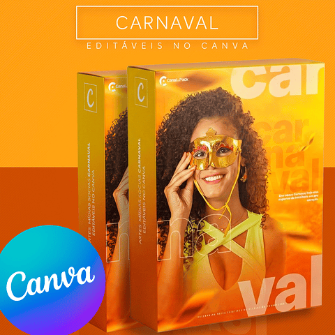 Pack Artes Editáveis Canva Carnaval para Feed e Stories Instagram