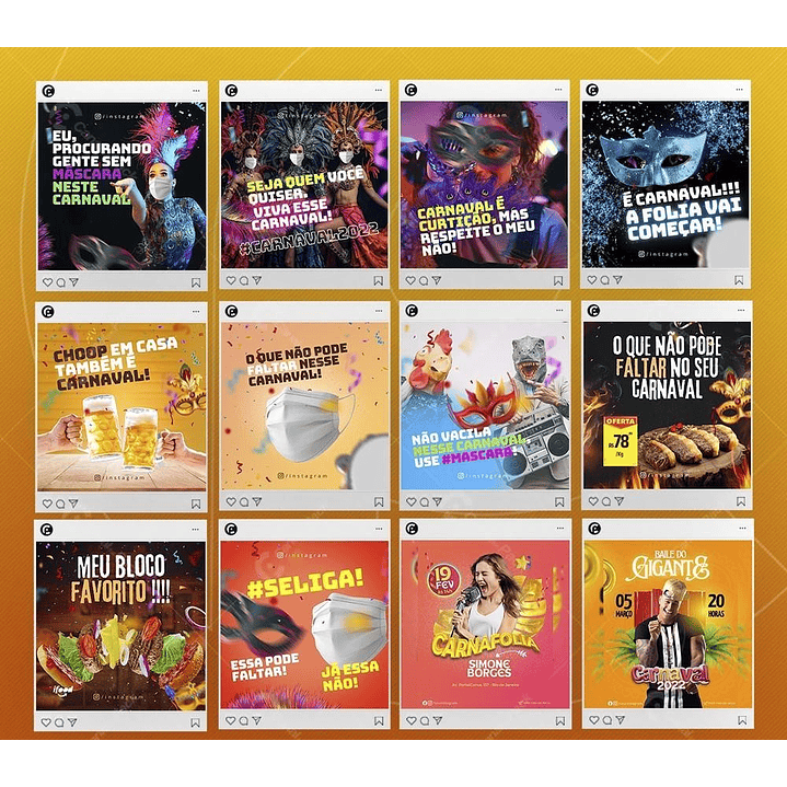 Pack Artes Editáveis Canva Carnaval para Feed e Stories Instagram 5