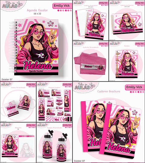 Kit Digital Encadernação Emily Vick - Volta às Aulas