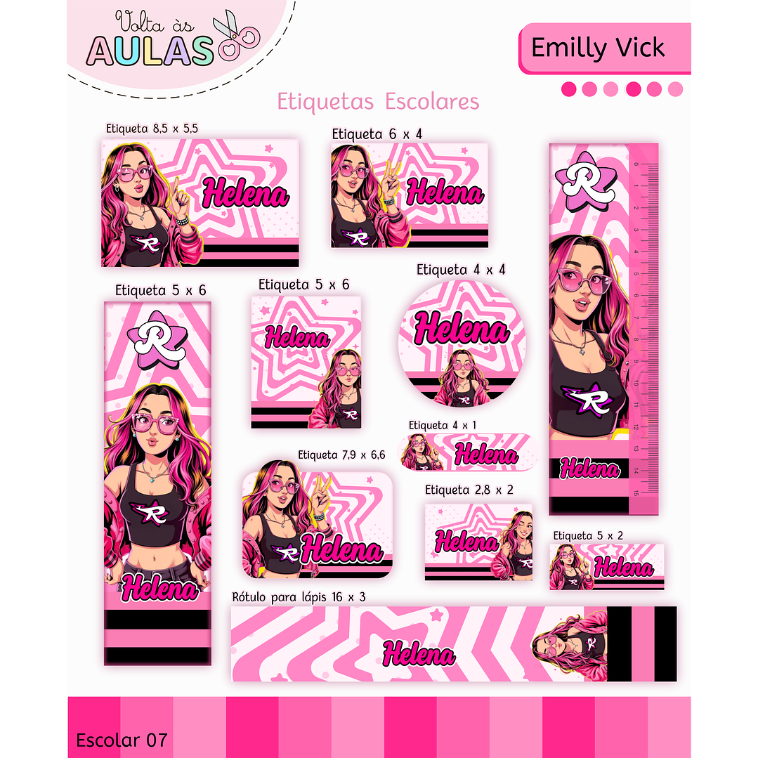 Kit Digital Encadernação Emily Vick - Volta às Aulas 12