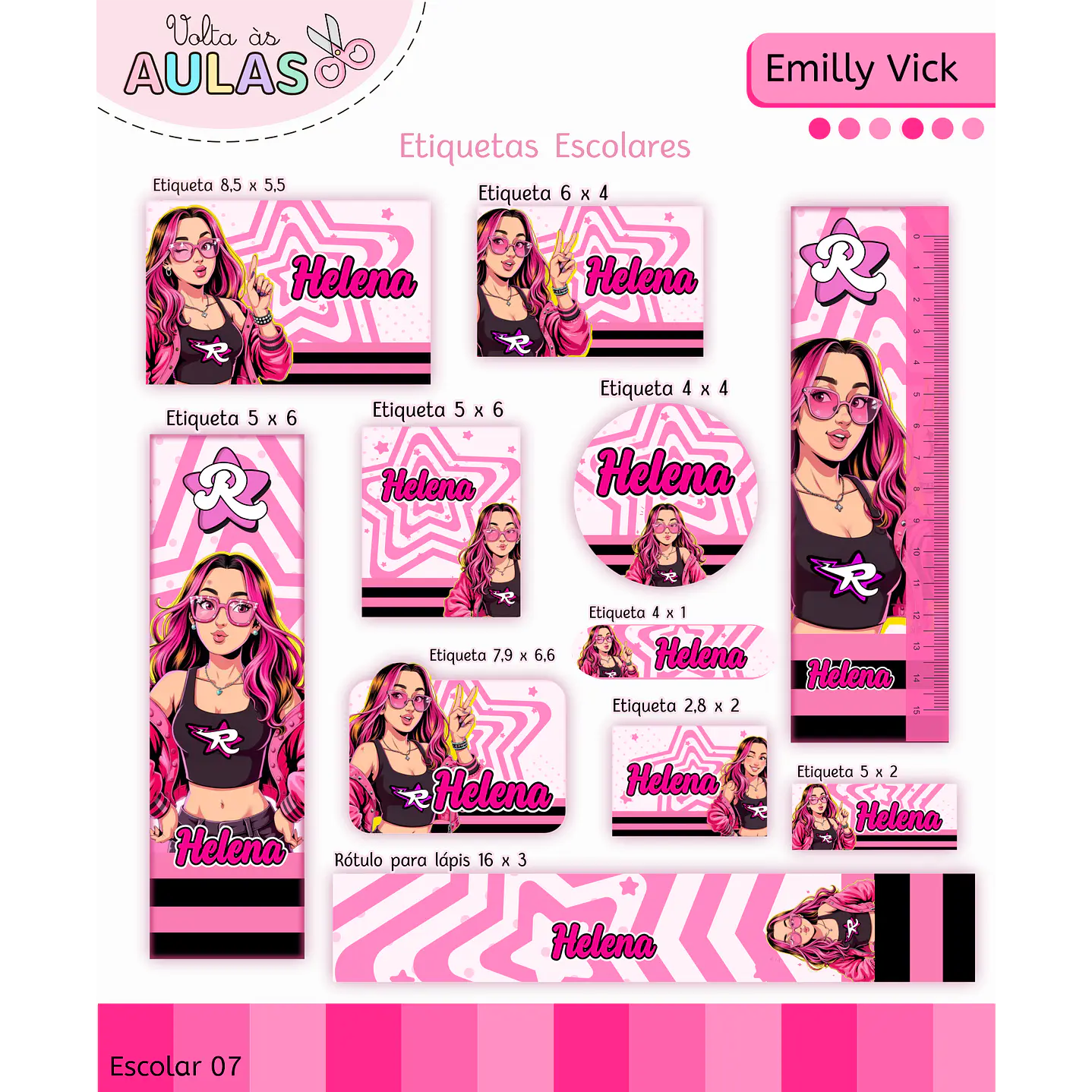 Kit Digital Encadernação Emily Vick - Volta às Aulas 12