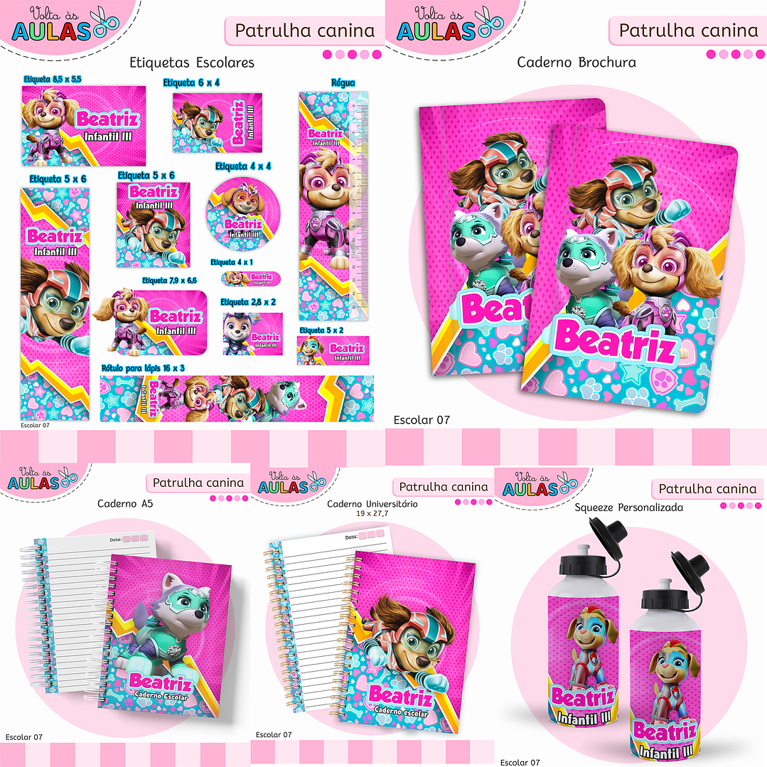 Kit Digital Encadernação Patrulha Canina Menina 1