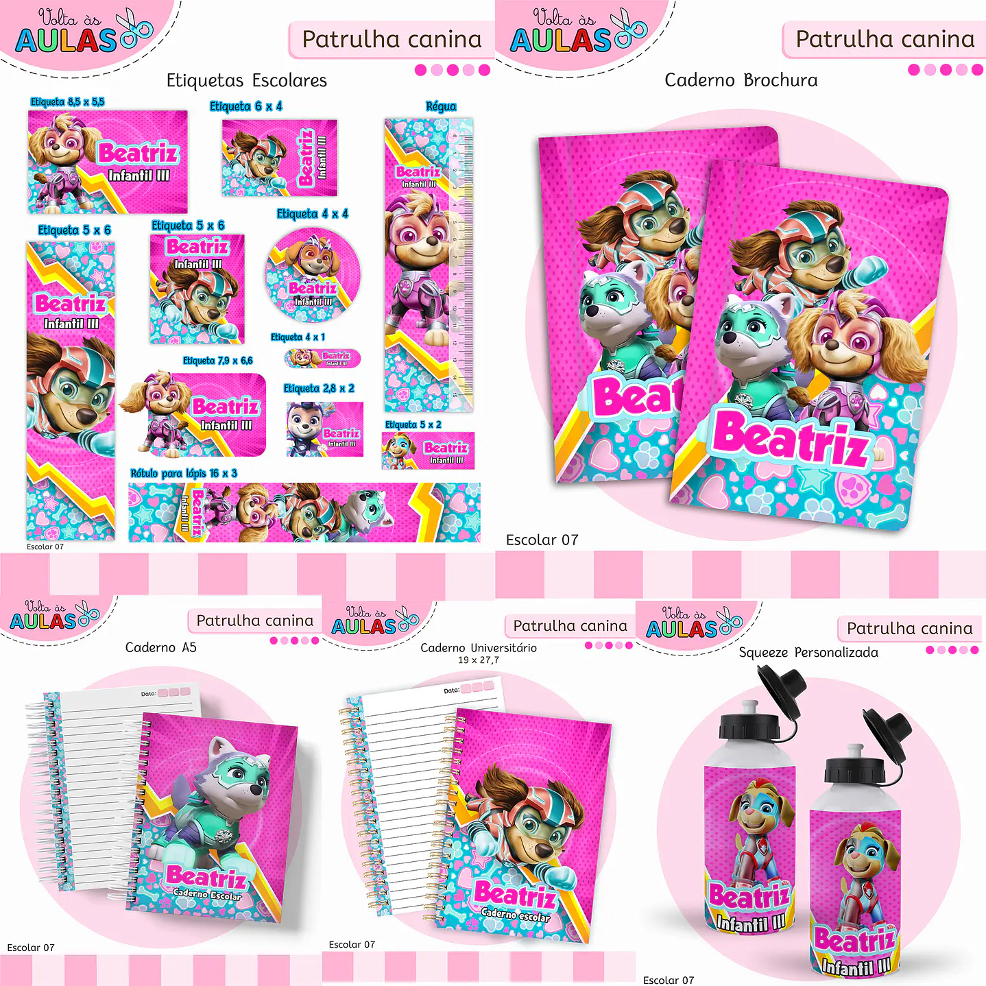 Kit Digital Encadernação Patrulha Canina Menina 1