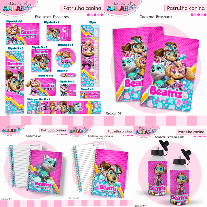Kit Digital Encadernação Patrulha Canina Menina 1