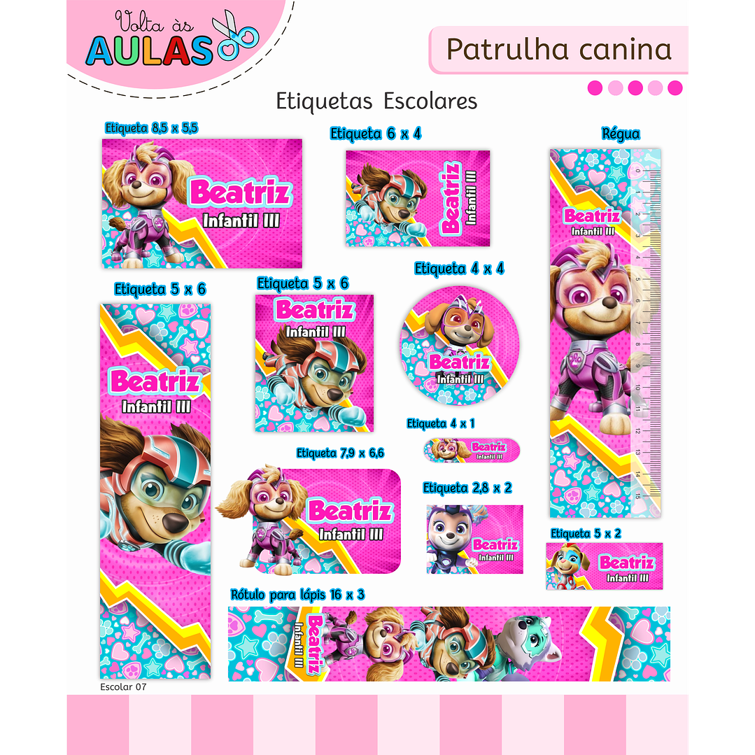 Kit Digital Encadernação Patrulha Canina Menina 9