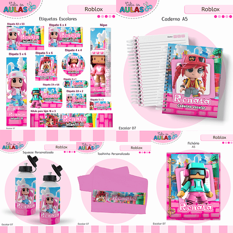 Kit Digital Encadernação Roblox Menina - Volta às Aulas