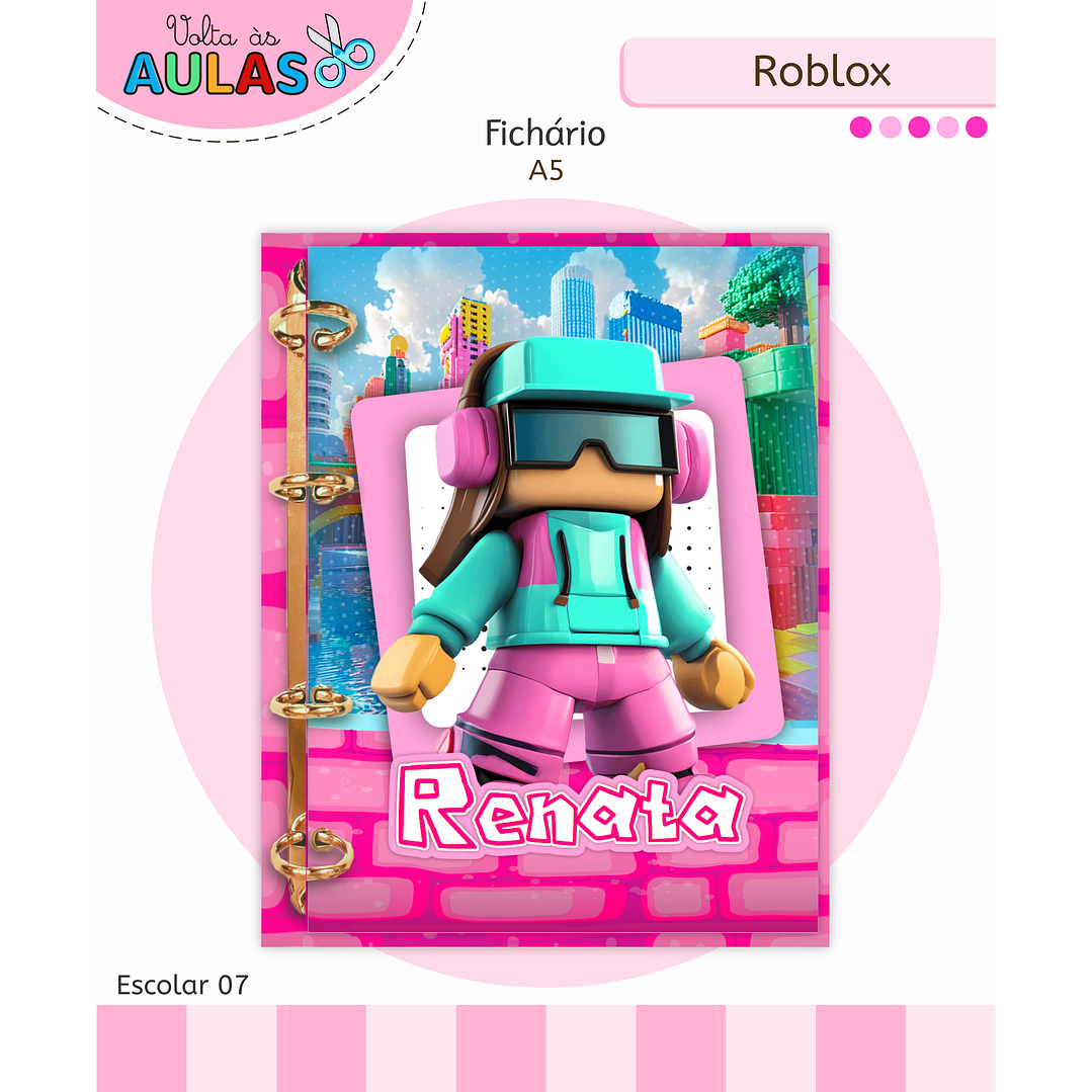 Kit Digital Encadernação Roblox Menina - Volta às Aulas 5
