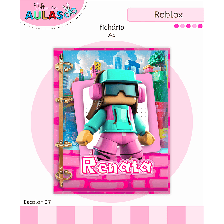 Kit Digital Encadernação Roblox Menina - Volta às Aulas 5