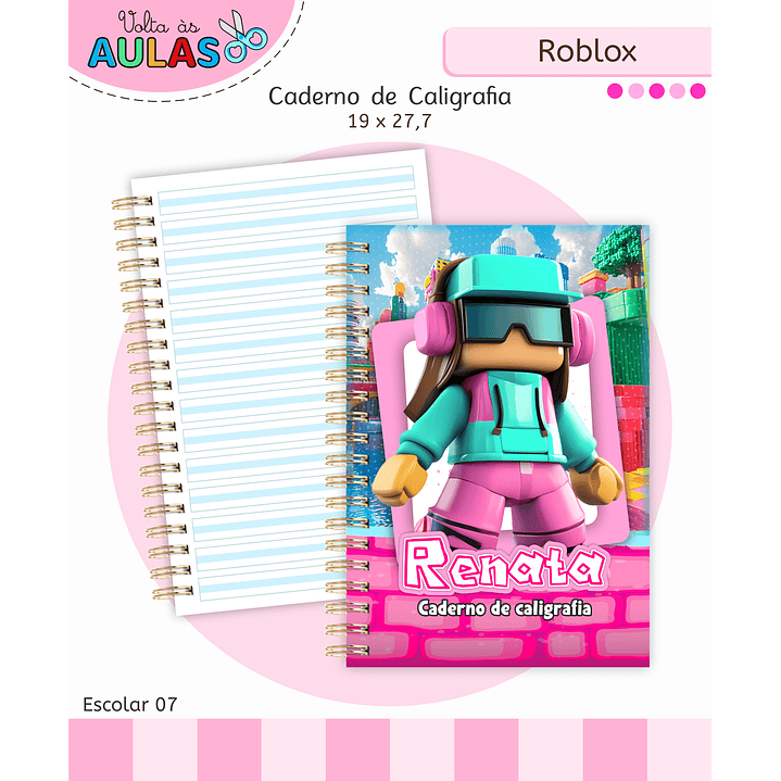 Kit Digital Encadernação Roblox Menina - Volta às Aulas 6