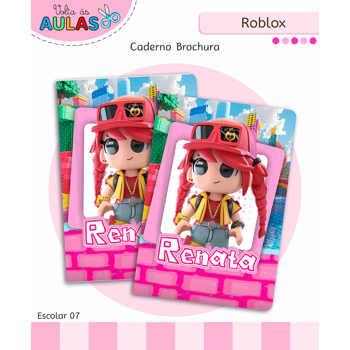 Kit Digital Encadernação Roblox Menina - Volta às Aulas 8