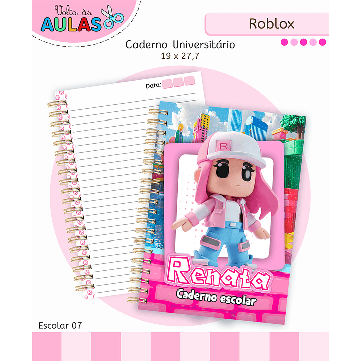 Kit Digital Encadernação Roblox Menina - Volta às Aulas 9
