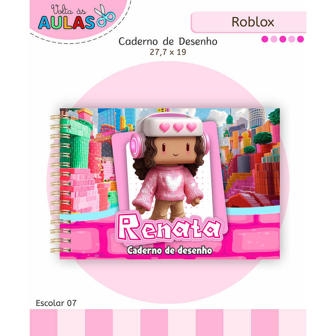 Kit Digital Encadernação Roblox Menina - Volta às Aulas 10