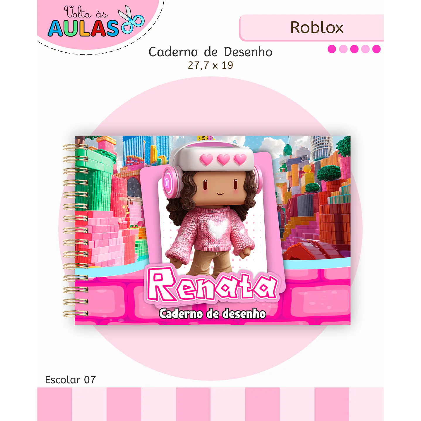 Kit Digital Encadernação Roblox Menina - Volta às Aulas 10