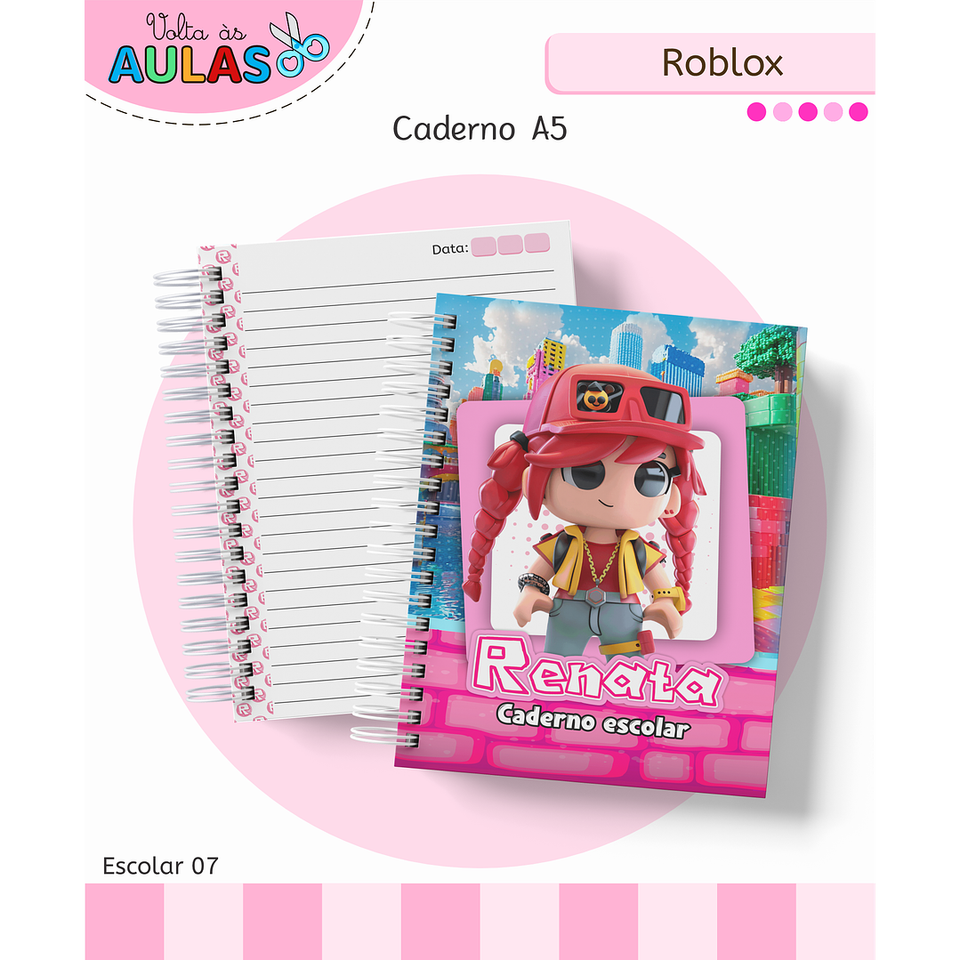 Kit Digital Encadernação Roblox Menina - Volta às Aulas 12