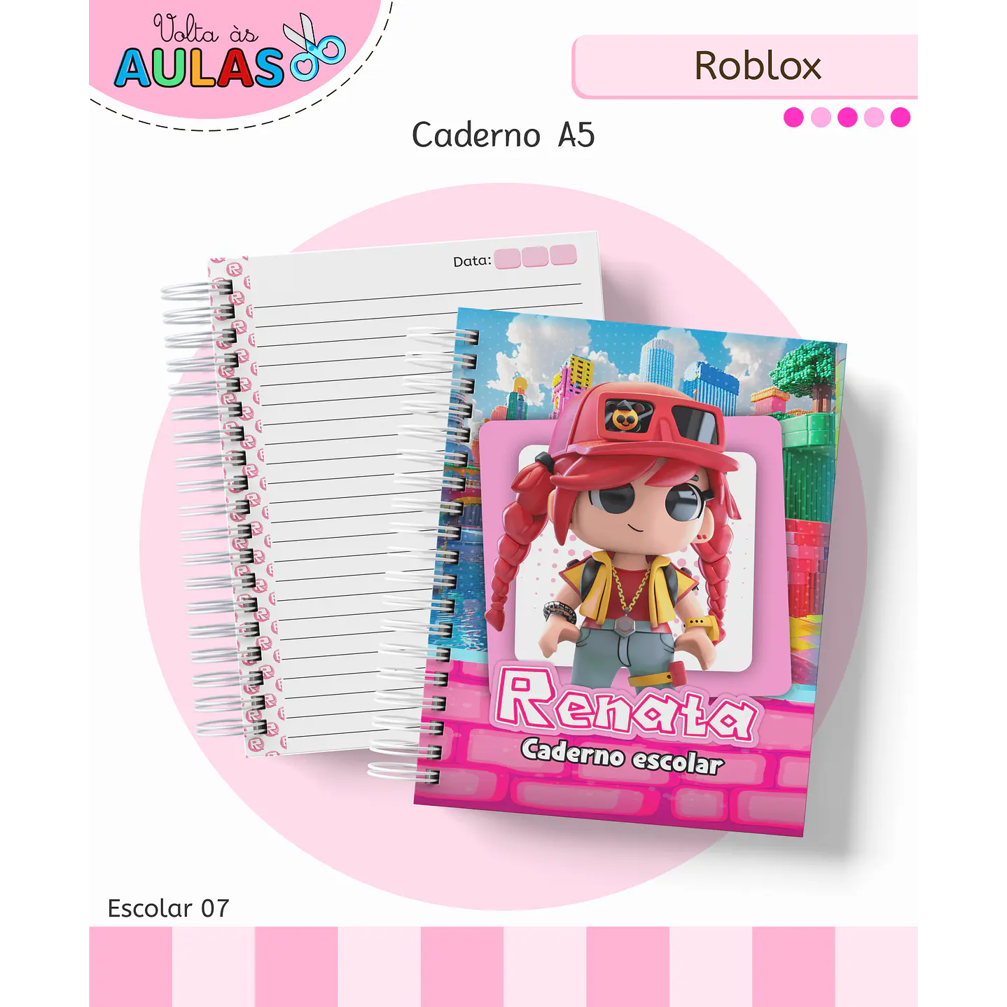 Kit Digital Encadernação Roblox Menina - Volta às Aulas 12
