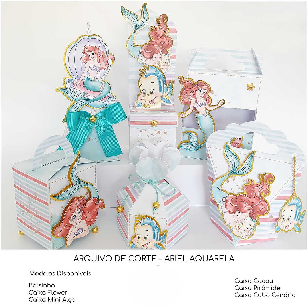 Arquivo de Corte Ariel A Pequena Sereia Aquarela  1