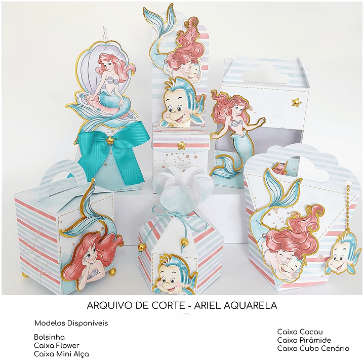 Arquivo de Corte Ariel A Pequena Sereia Aquarela  1
