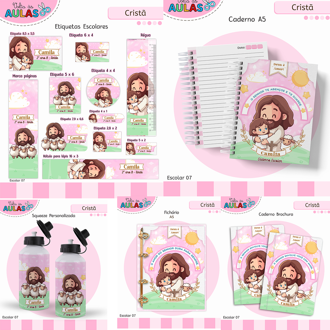 Encadernação Cristã Menina - Volta às Aulas Completo 1