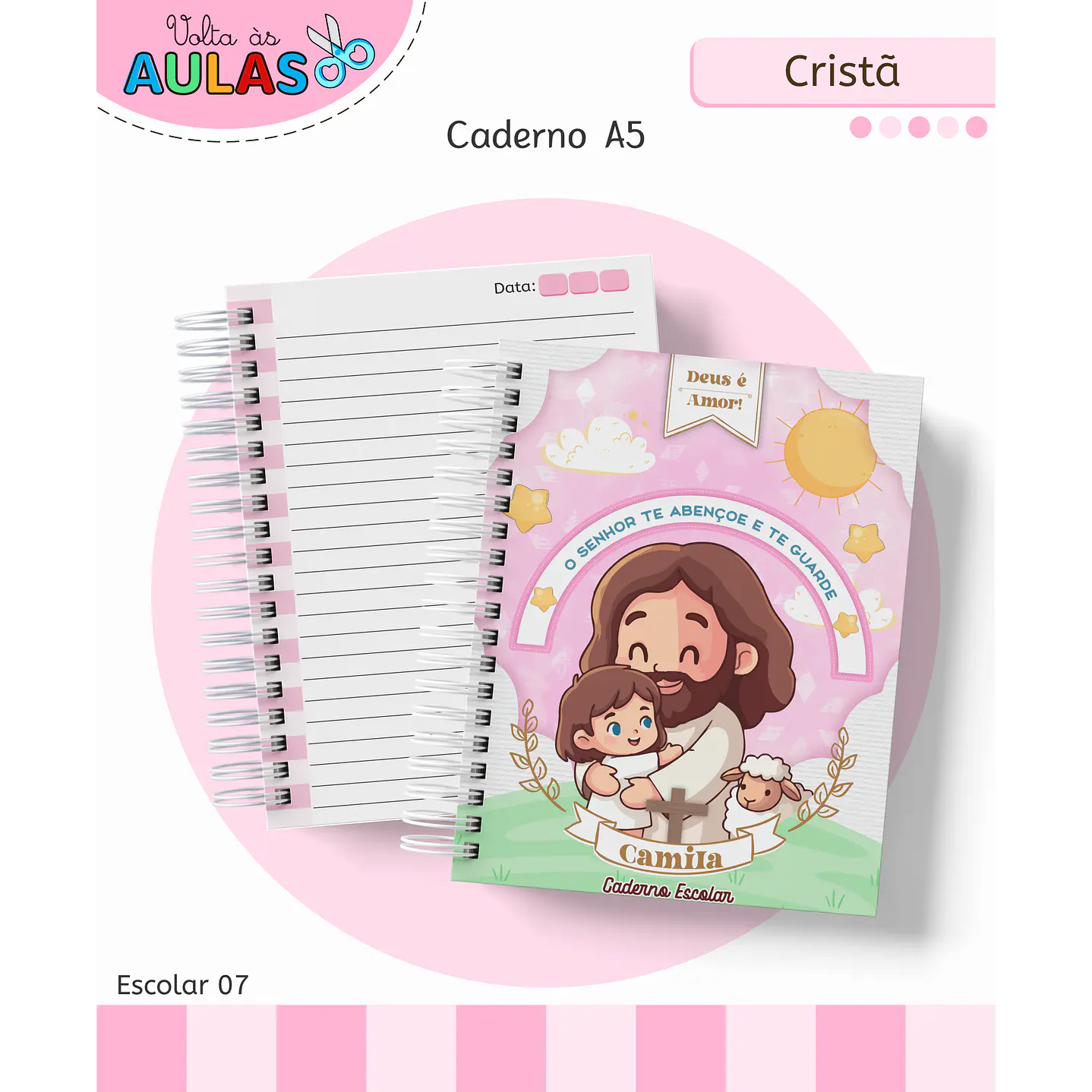 Encadernação Cristã Menina - Volta às Aulas Completo 11