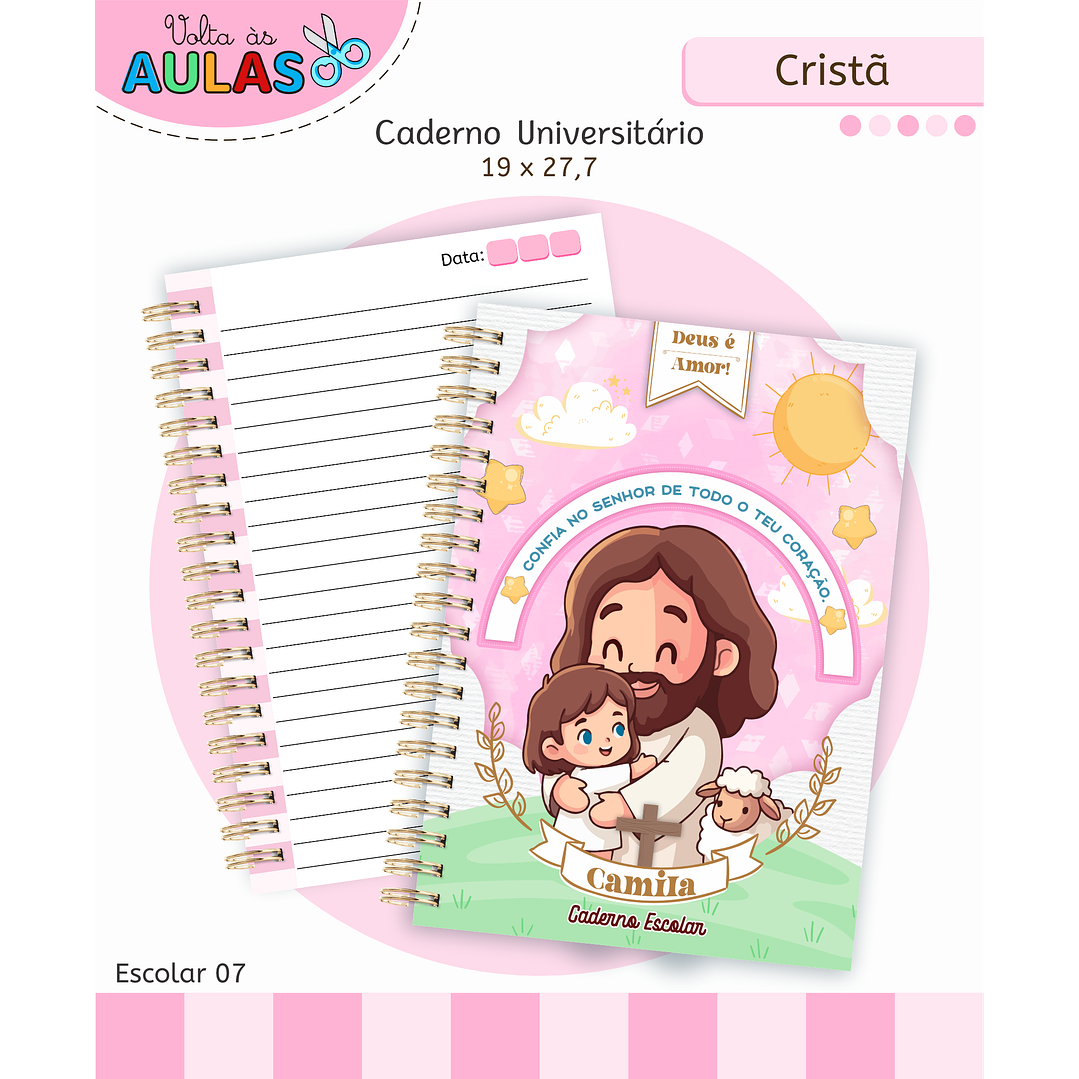 Encadernação Cristã Menina - Volta às Aulas Completo 13