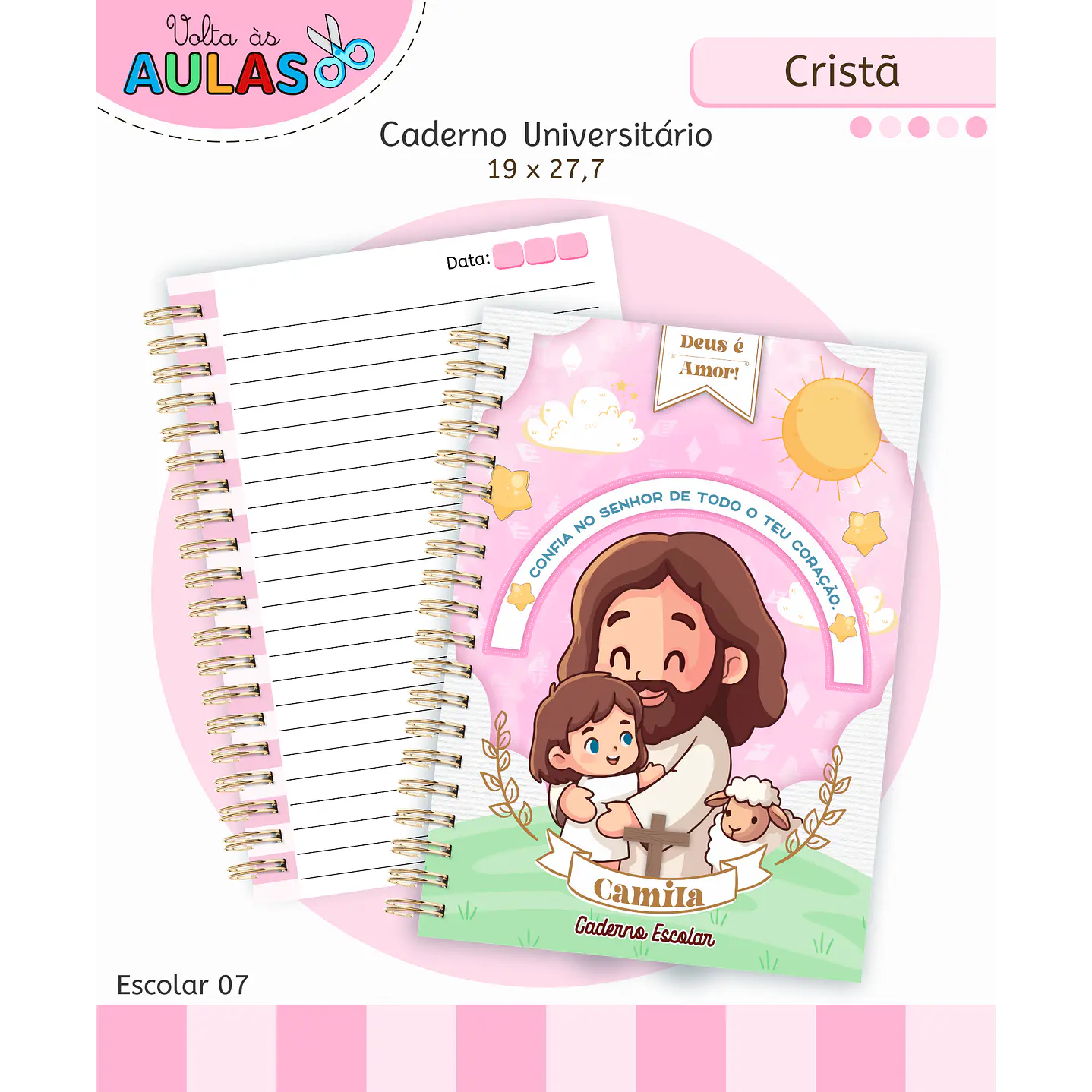 Encadernação Cristã Menina - Volta às Aulas Completo 13