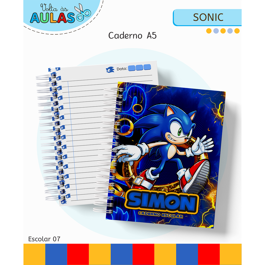 Kit Digital Encadernação Sonic - Volta às Aulas 1