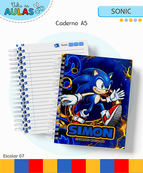 Kit Digital Encadernação Sonic - Volta às Aulas