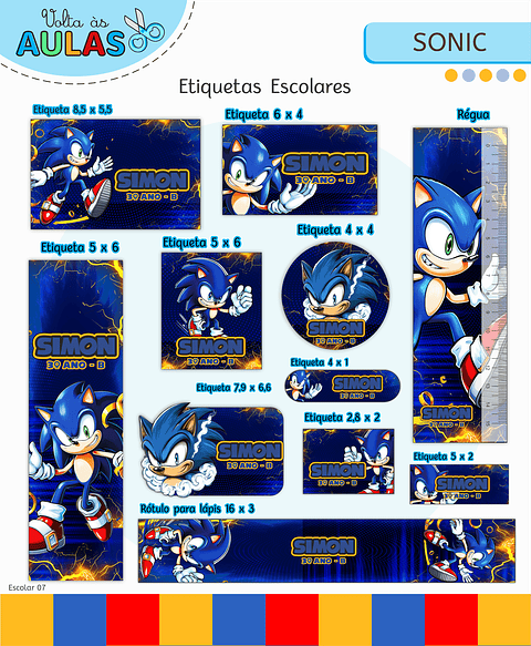 Kit Digital Encadernação Sonic - Volta às Aulas