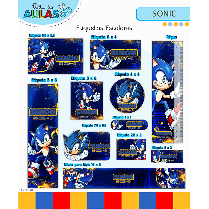 Kit Digital Encadernação Sonic - Volta às Aulas 2