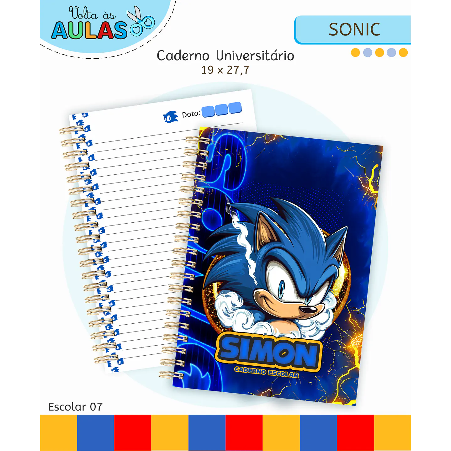 Kit Digital Encadernação Sonic - Volta às Aulas 3