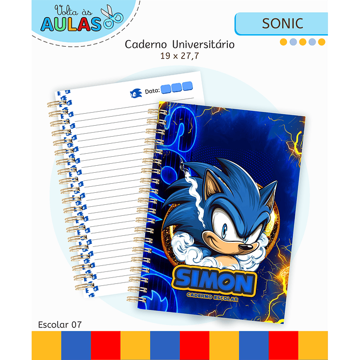 Kit Digital Encadernação Sonic - Volta às Aulas 3