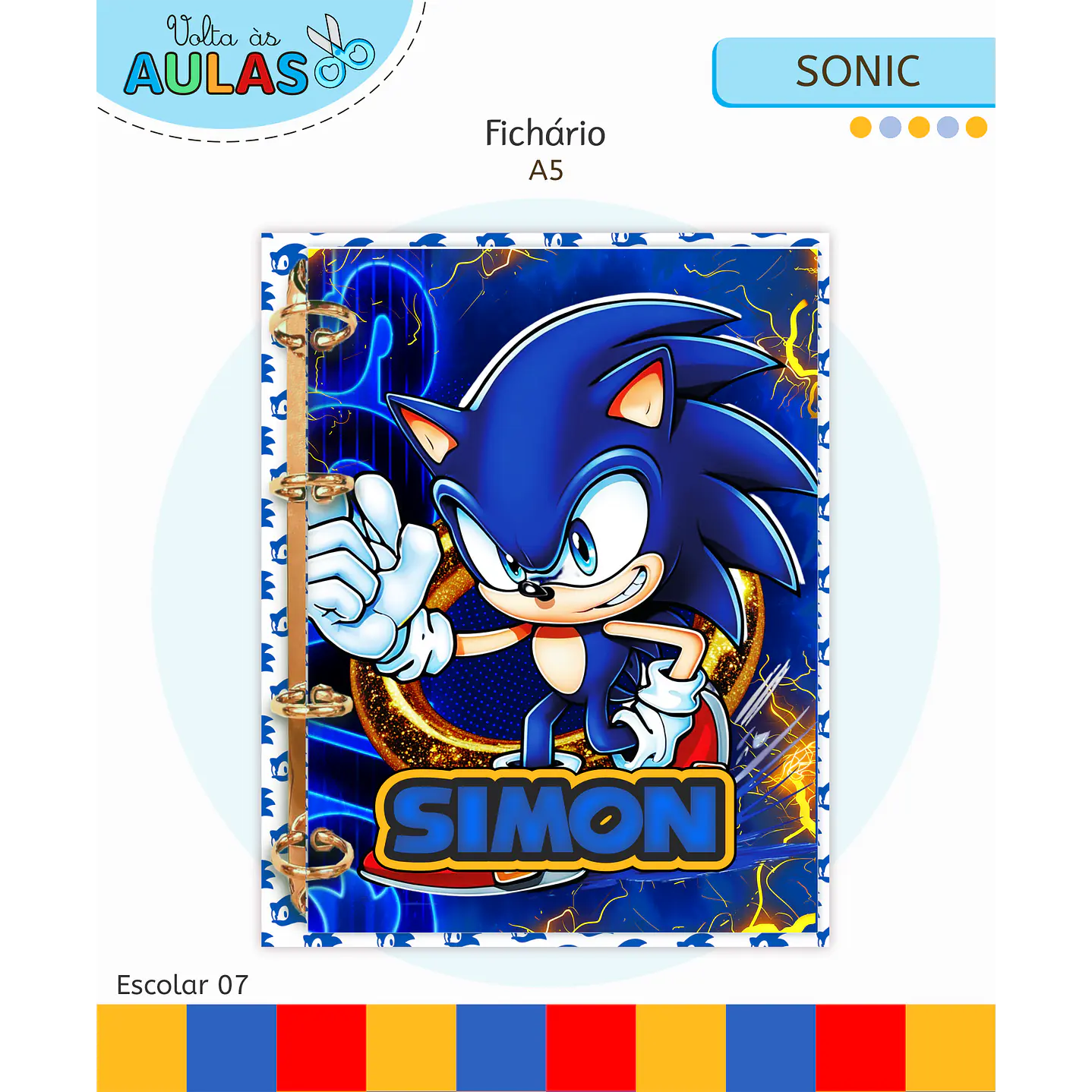 Kit Digital Encadernação Sonic - Volta às Aulas 6
