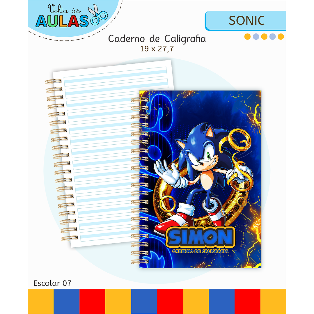 Kit Digital Encadernação Sonic - Volta às Aulas 8