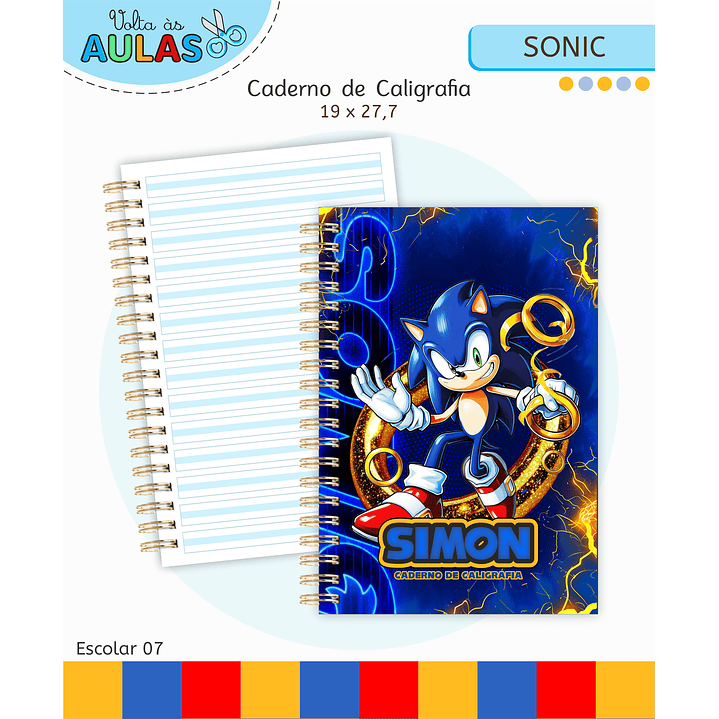 Kit Digital Encadernação Sonic - Volta às Aulas 8