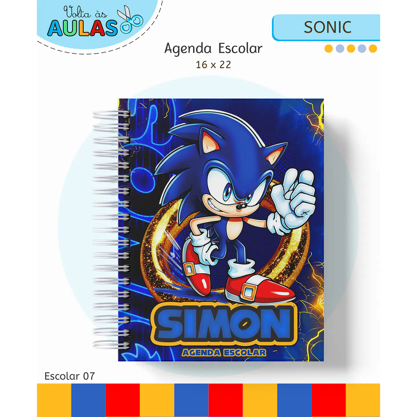 Kit Digital Encadernação Sonic - Volta às Aulas 11