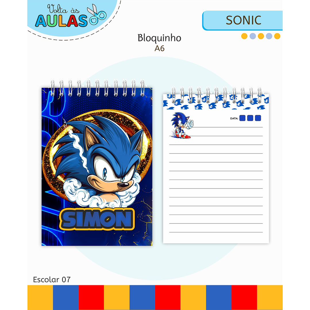 Kit Digital Encadernação Sonic - Volta às Aulas 12
